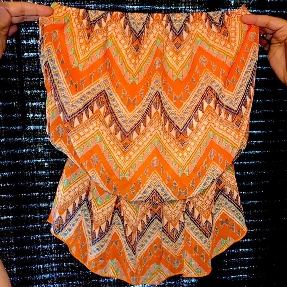 Strapless Patterned Top